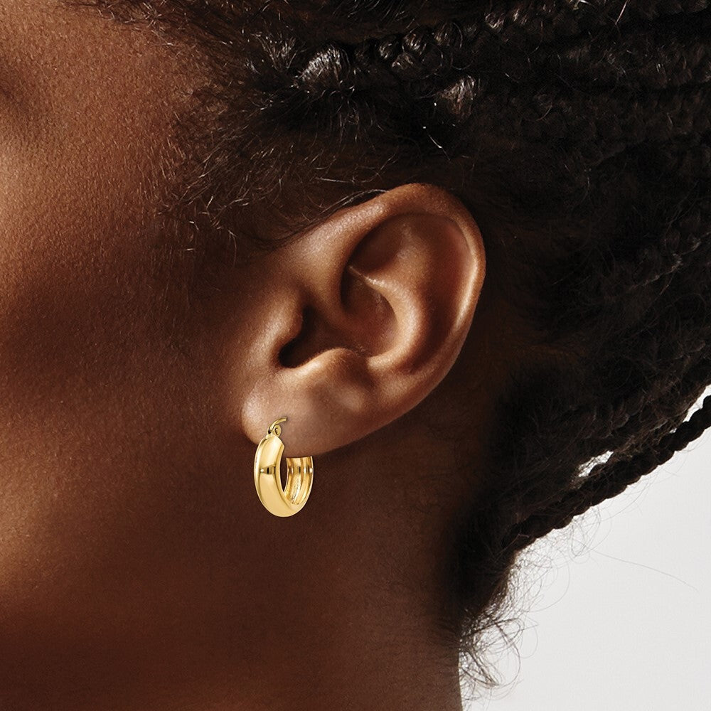 14k Yellow Gold Polished 4.75mm Round Hoop Earrings Gift for Women