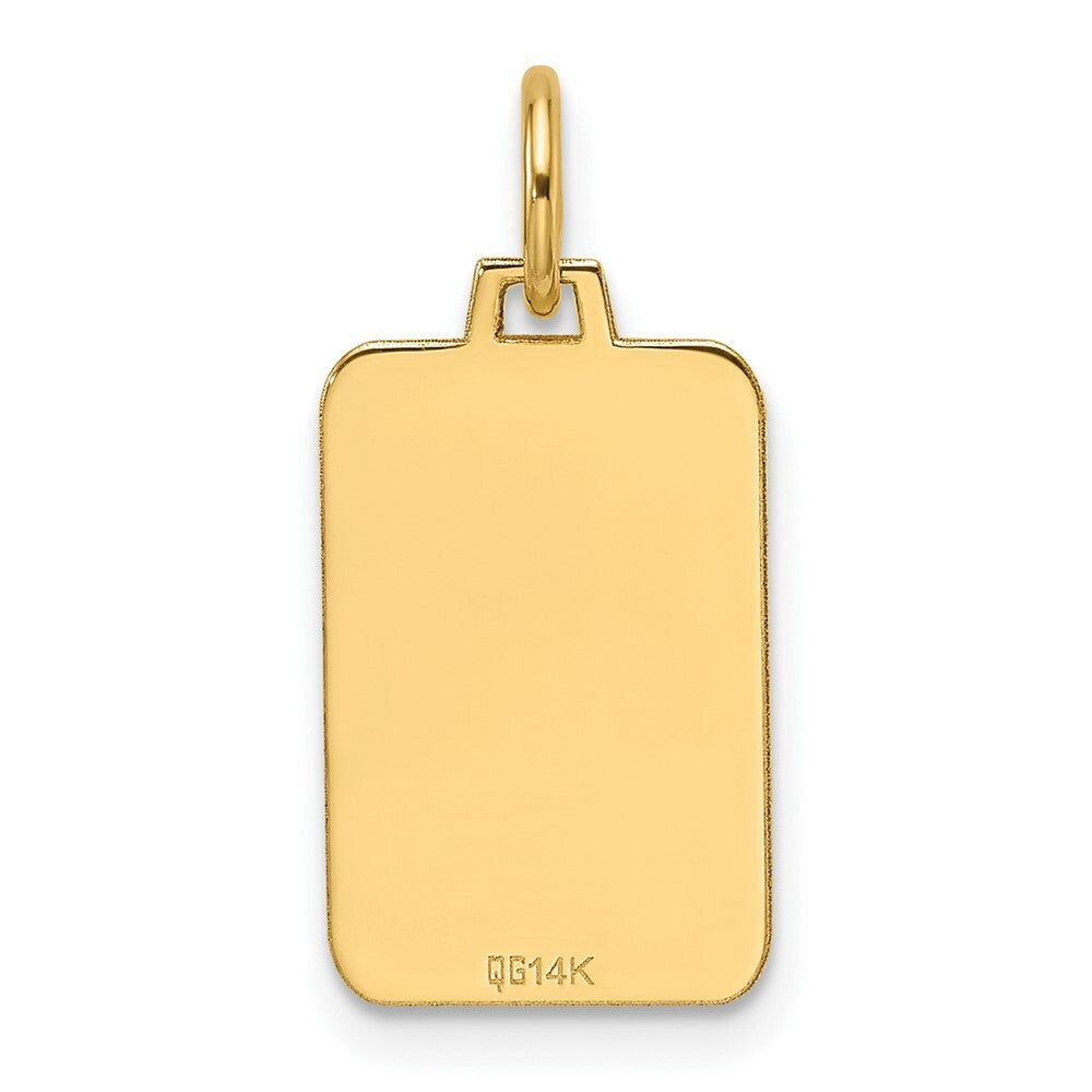 14k Yellow Gold Plain .013 Gauge Engravable Rectangular Disc Charm Pendant
