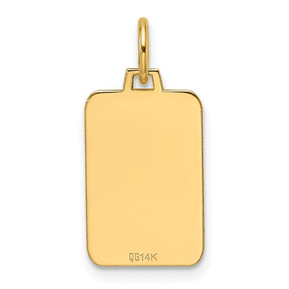 14k Yellow Gold Plain .013 Gauge Engravable Rectangular Disc Charm Pendant