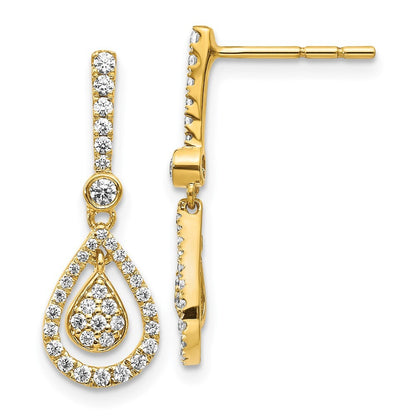 14k Yellow Gold Diamond Fancy Teardrop Dangle Earrings