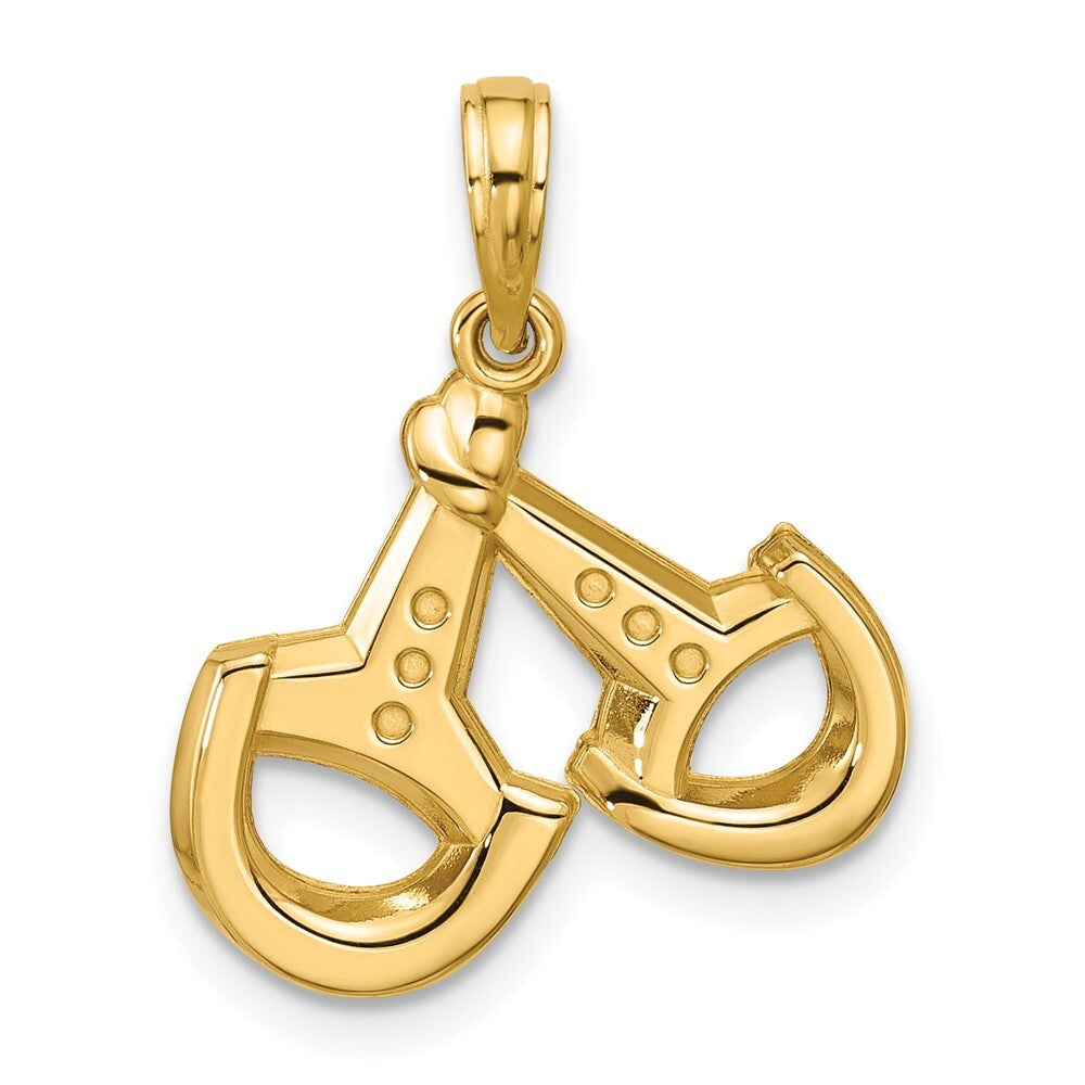 14k Yellow Gold Polished Stirrups Pendant for Women