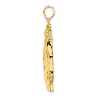 14k Yellow Gold Horse Head w Long Mane Charm