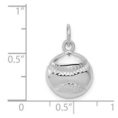 14k White Gold Baseball Charm Pendant for Women