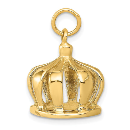 14k Yellow Gold 3D Crown Charm Pendant for Women