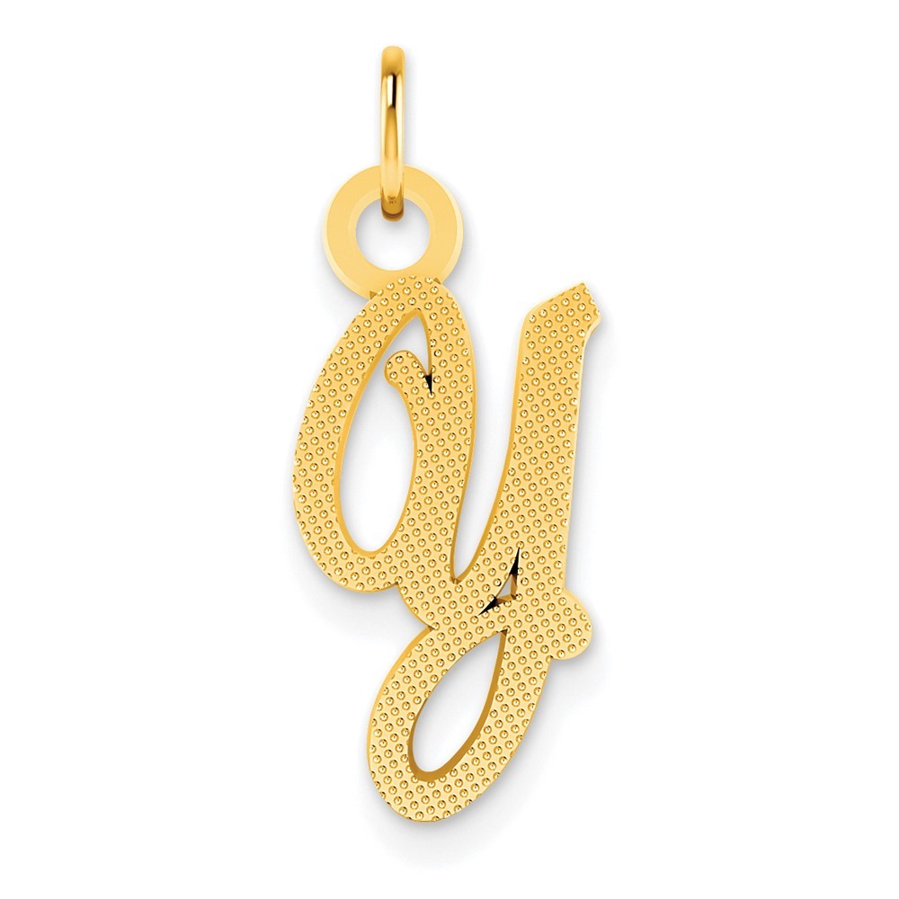 14k Yellow Gold Casted Initial Y Charm Pendant