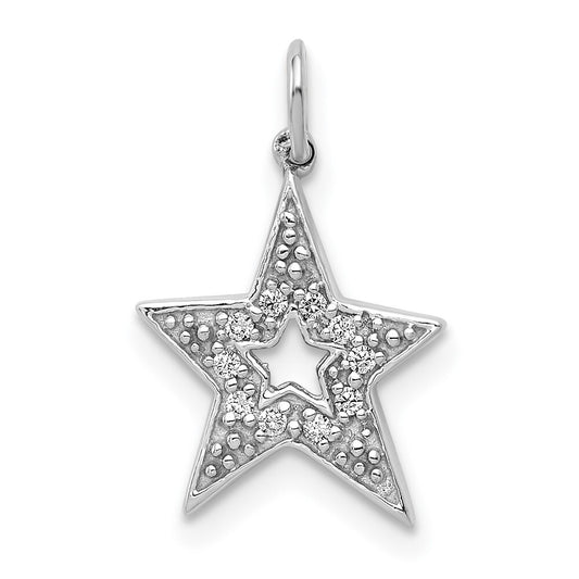 14k White Gold 1/20ct. Diamond Star Charm Pendant for Women