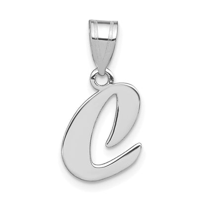14K White Polished Script Letter C Initial Pendant