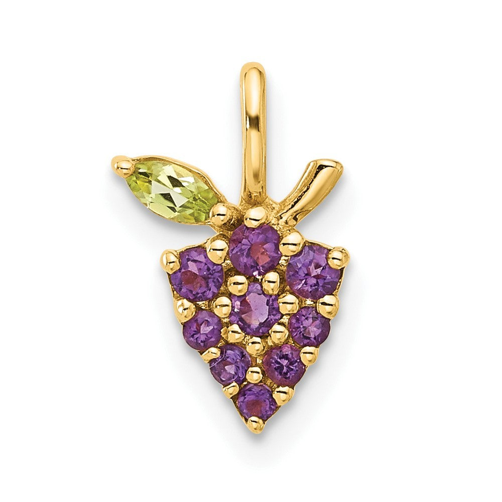 14k Yellow Gold Amethyst and Peridot Grapes Pendant
