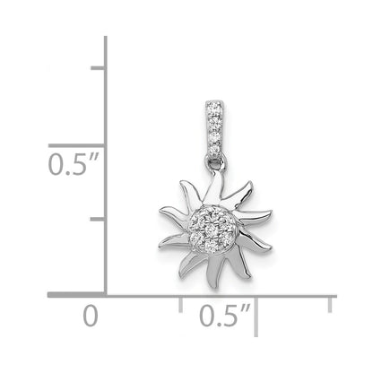14k White Gold 1/15ct. Diamond Fancy Sun Pendant for Women