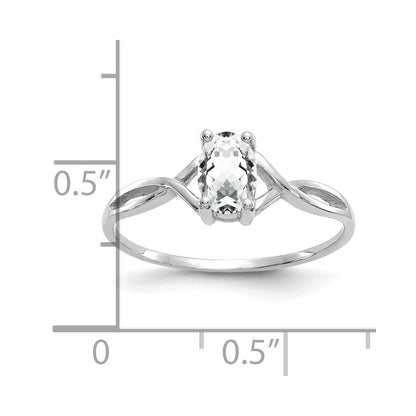 14k White Gold White Topaz Birthstone Ring
