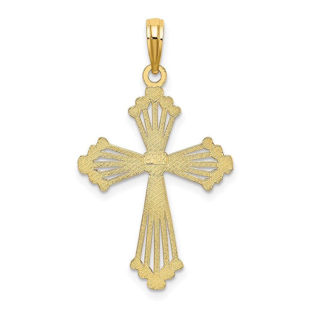 14k Yellow Gold Cross  Heart Center Charm Pendant for Women