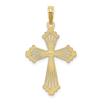 14k Yellow Gold Cross  Heart Center Charm Pendant for Women