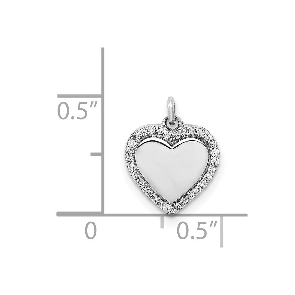 14k White Gold 1/10ct. Diamond Fancy Polished Heart Pendant for Women