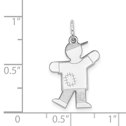 14k White Gold Kid Charm Pendant for Women