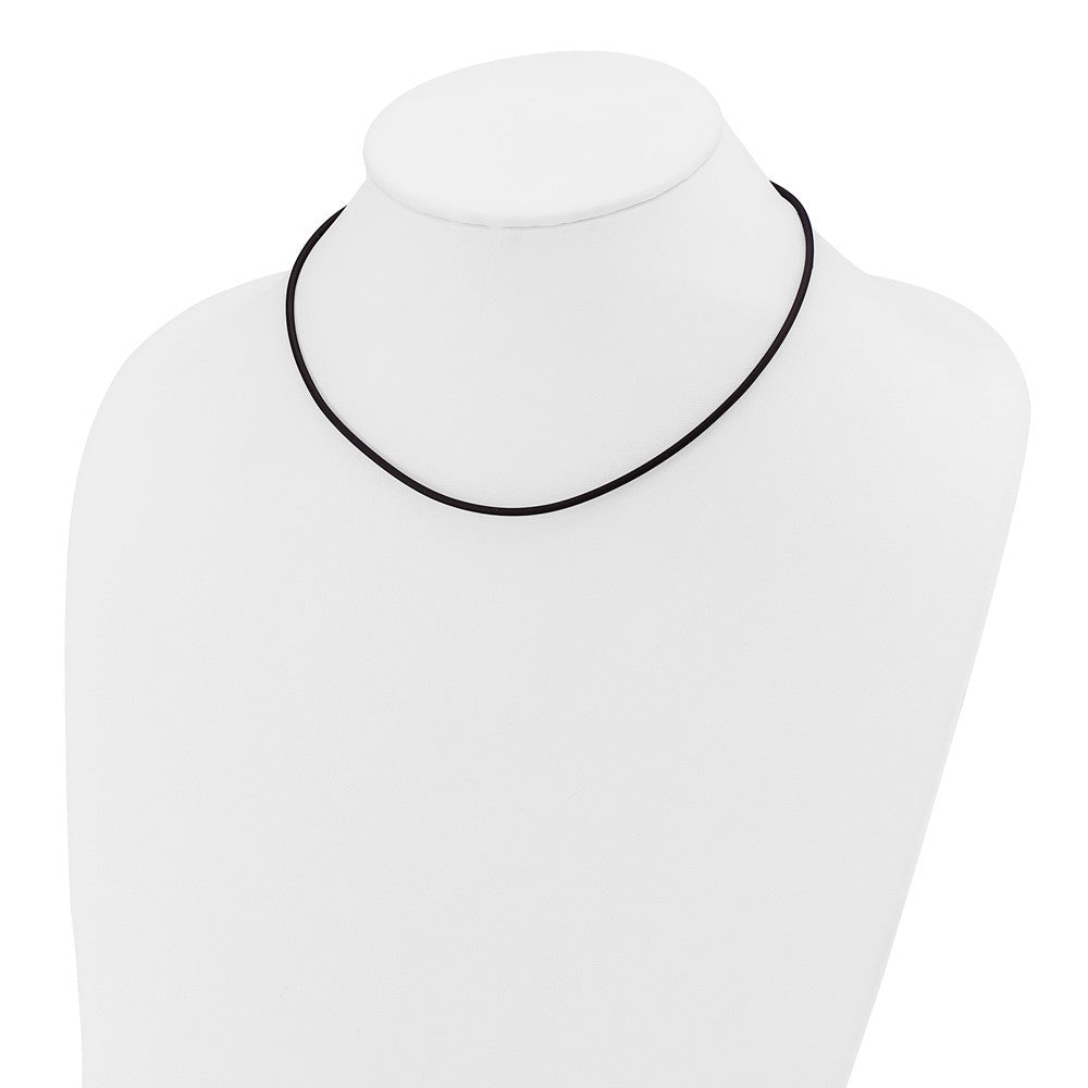 14k Yellow Gold Yellow Clasp 2mm 16 inch Black Rubber Cord Necklace