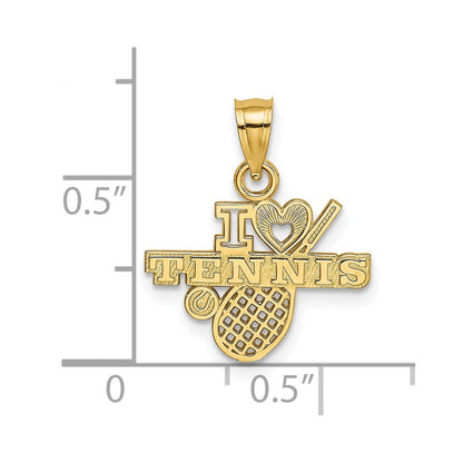 14k Yellow Gold I HEART TENNIS Charm