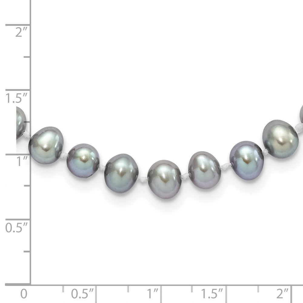 Sterling Silver Rhodium-plated 6-7mm Grey Cultured Pearl Necklace 20"