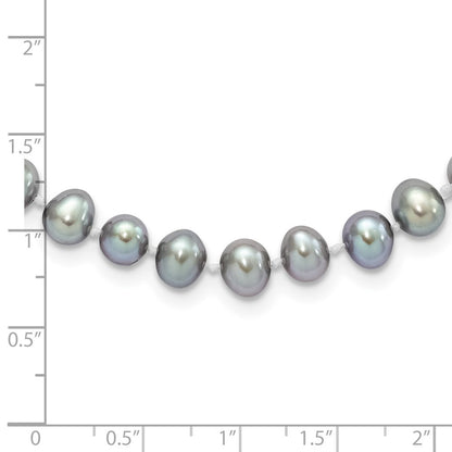 Sterling Silver Rhodium-plated 6-7mm Grey Cultured Pearl Necklace 20"