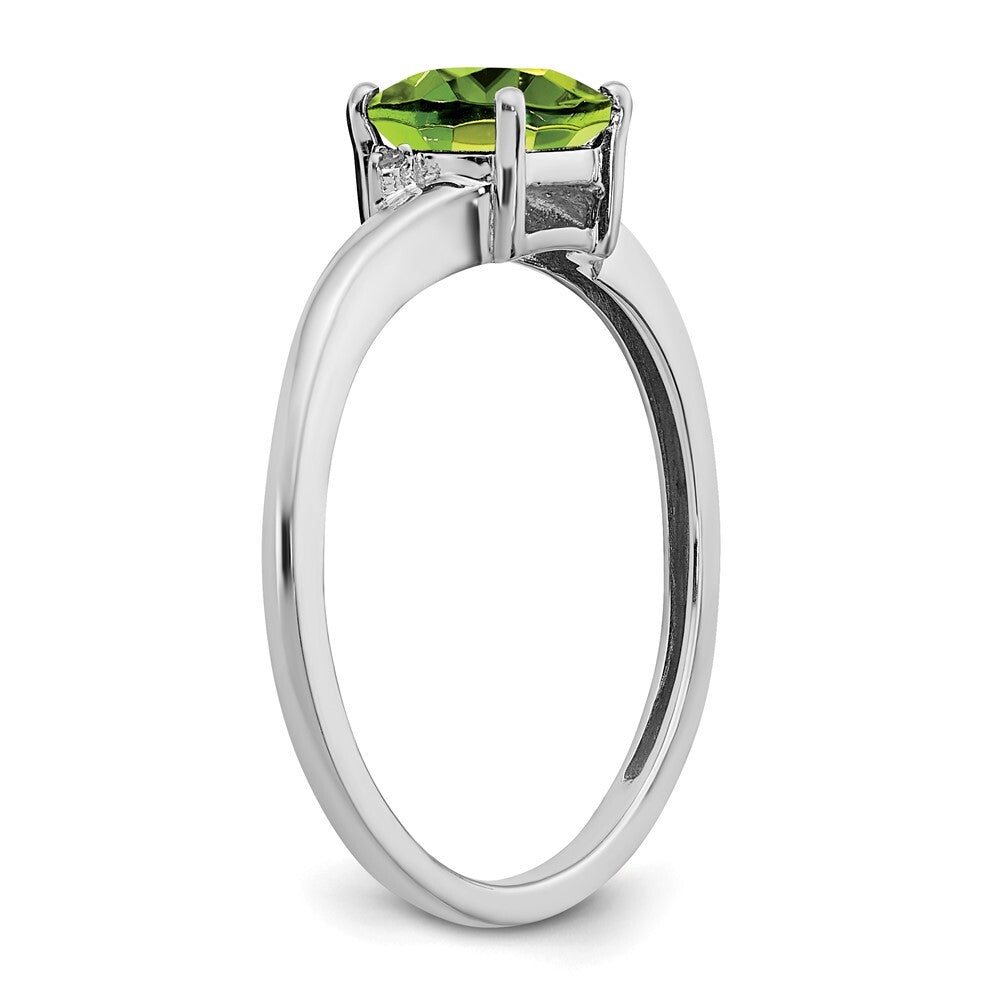 Sterling Silver Rhodium-plated Peridot and Diamond Ring Size 6