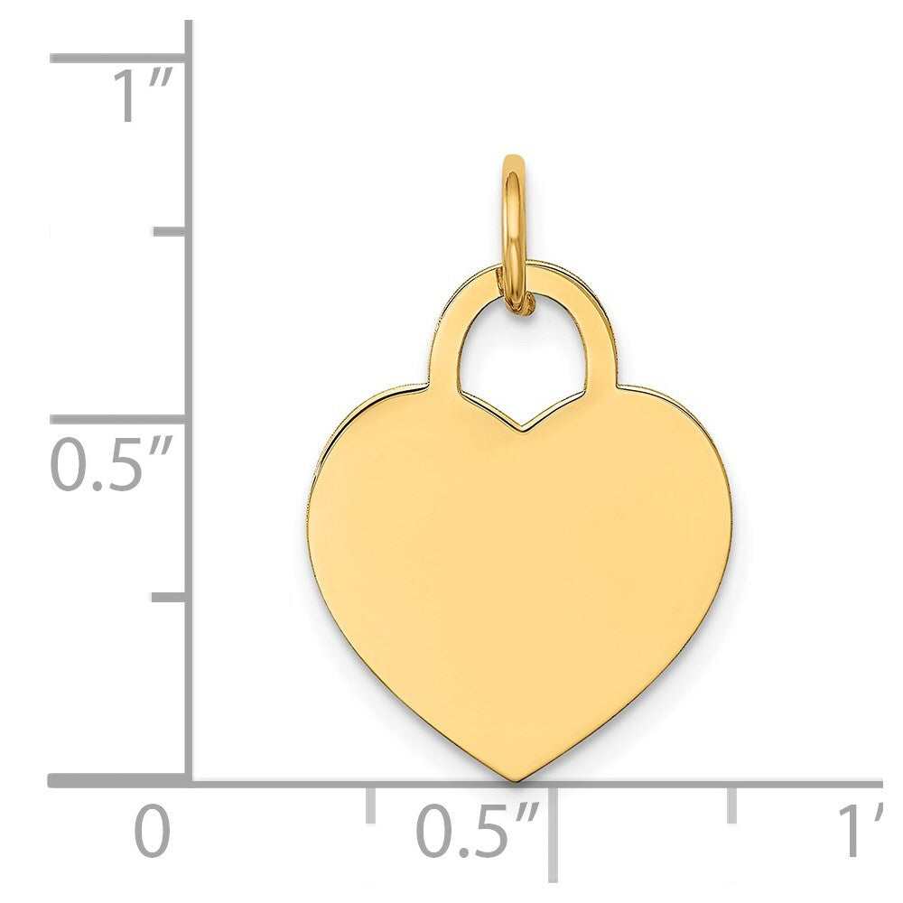 14k Yellow Gold Medium Engravable Heart Charm Pendant for Women