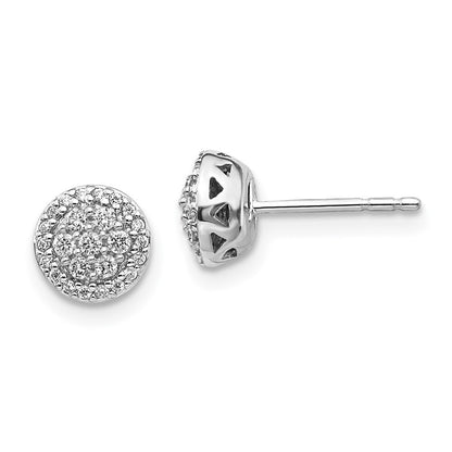 14k White Gold Diamond Cluster Stud Earrings