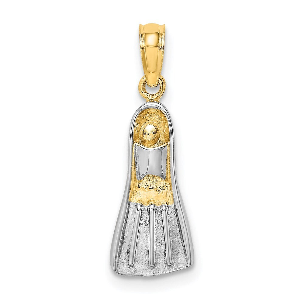 14k Yellow Gold Rhodium 3-D Scuba Flipper Charm Pendant for Women