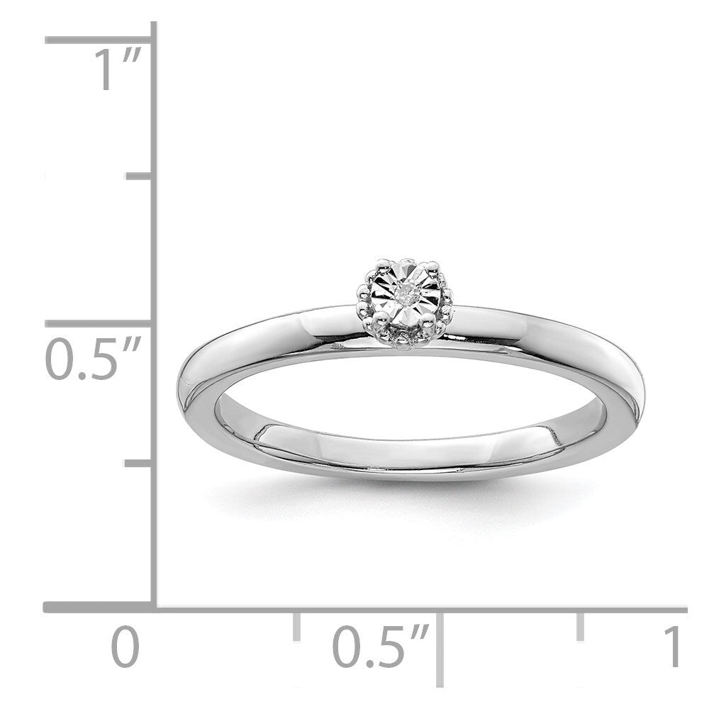 Sterling Silver Rhodium Plated Polished Diamond Ring Size 6