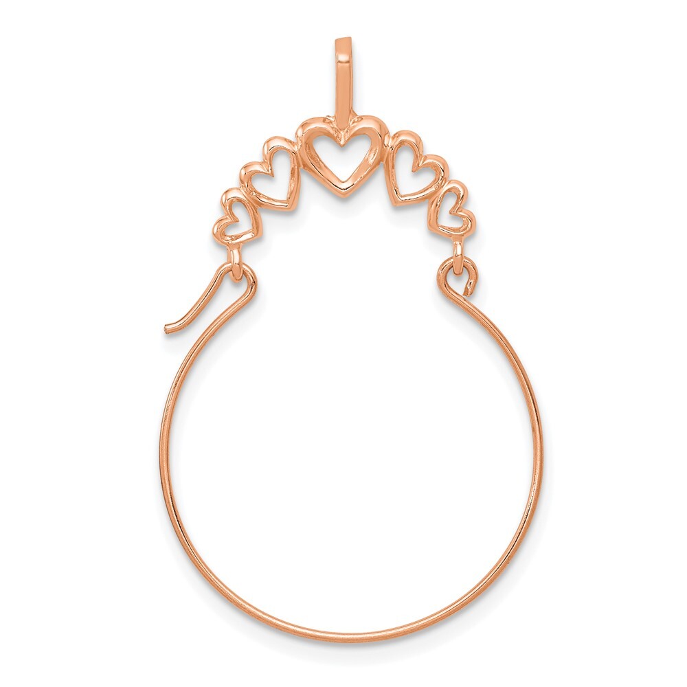 14k Rose Gold Polished 5-Heart Charm Pendant Holder for Women