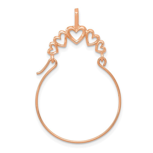 14k Rose Gold Polished 5-Heart Charm Pendant Holder for Women
