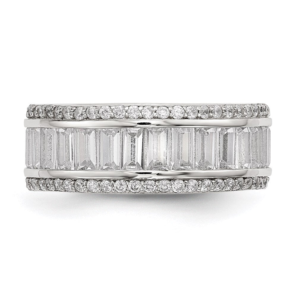 Sterling Silver Baguette & Round Cubic Zirconia Eternity Ring SZ 7