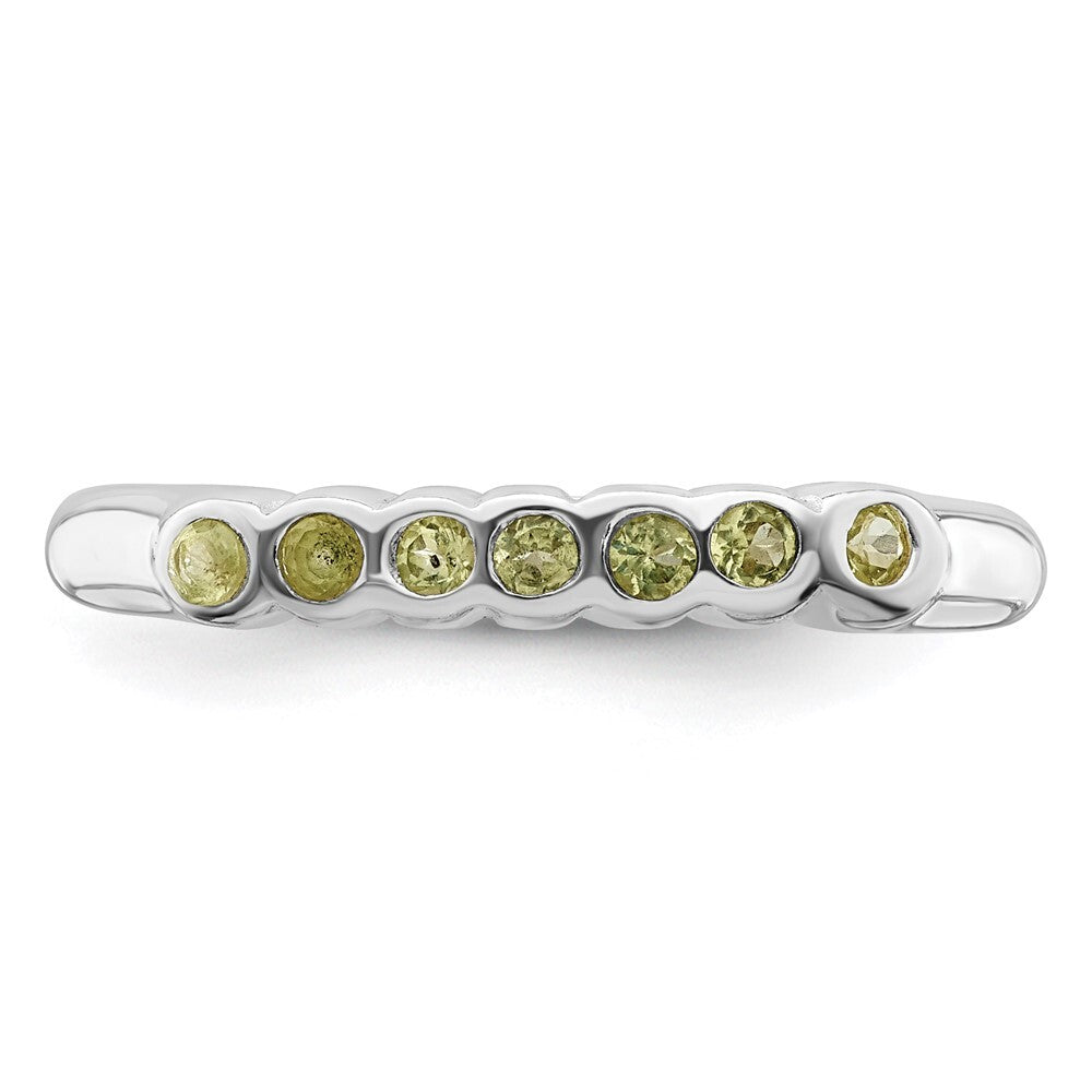 Sterling Silver Rhodium Peridot Ring Size 6
