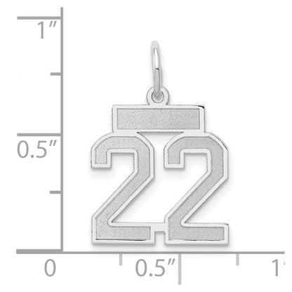 14k White Gold Small Satin Number 22 Charm Pendant for Women