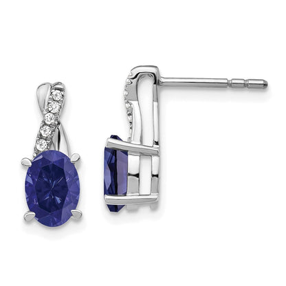 14k White Gold Sapphire and Diamond Drop & Dangle Earrings
