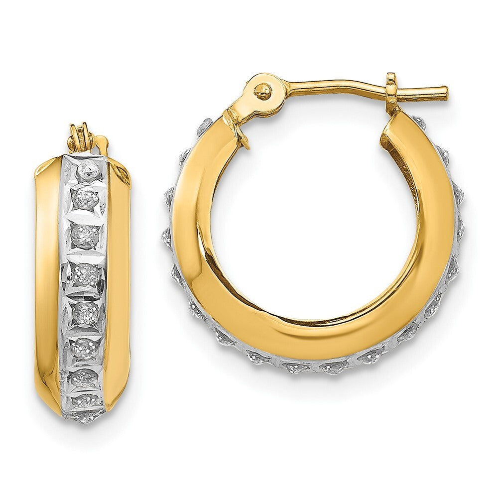 14kDiamond Fascination Round Huggy Hinged Hoop Earrings Gift for Women