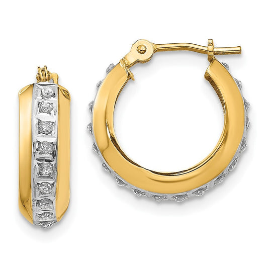 14kDiamond Fascination Round Huggy Hinged Hoop Earrings Gift for Women