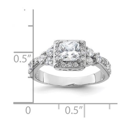 Sterling Silver Rhodium-plated Square Cubic Zirconia Ring Size 7