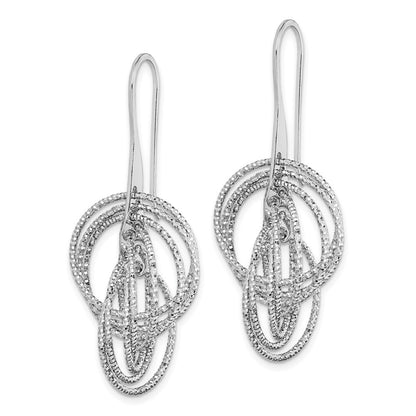 Sterling Silver Diamond-cut Fancy Intertwined Circles Dangle Earring