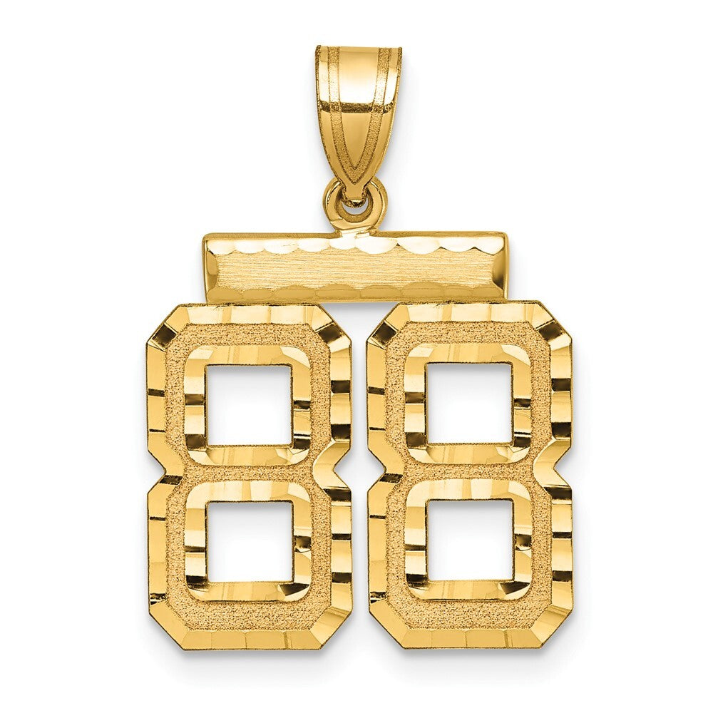 14k Yellow Gold Medium Diamond-cut Number 88 Charm Pendant for Women