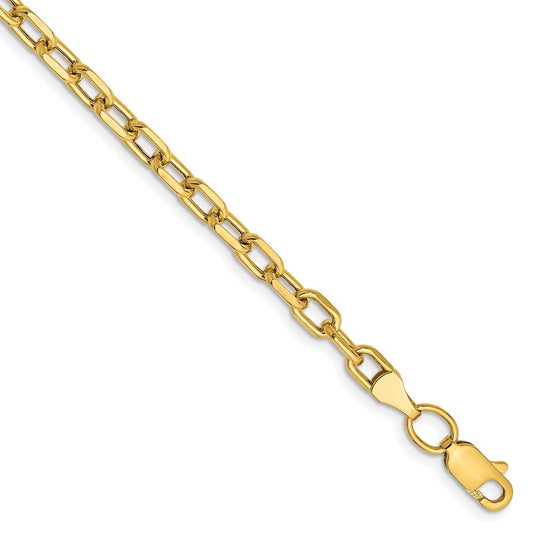 14k Yellow Gold 3.7mm Semi-solid Diamond-Cut Open Link Cable Chain Bracelet