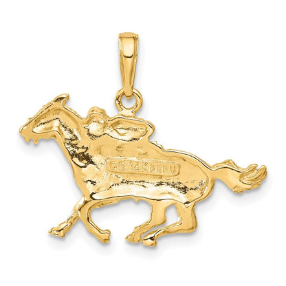 14k Yellow Gold Jockey on Horse Pendant for Women