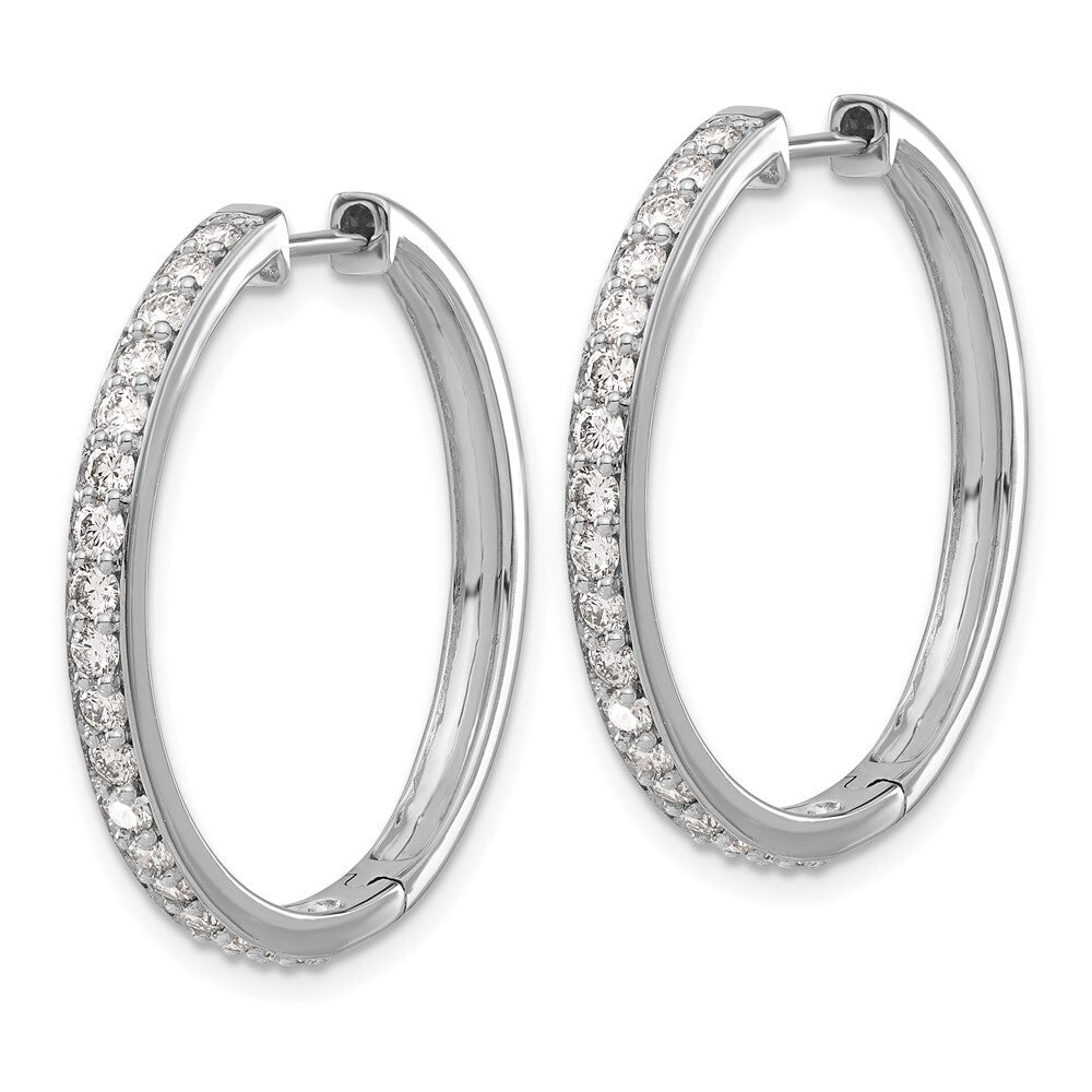 14k White Gold Diamond Hinged Hoop Earrings