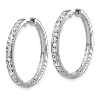 14k White Gold Diamond Hinged Hoop Earrings