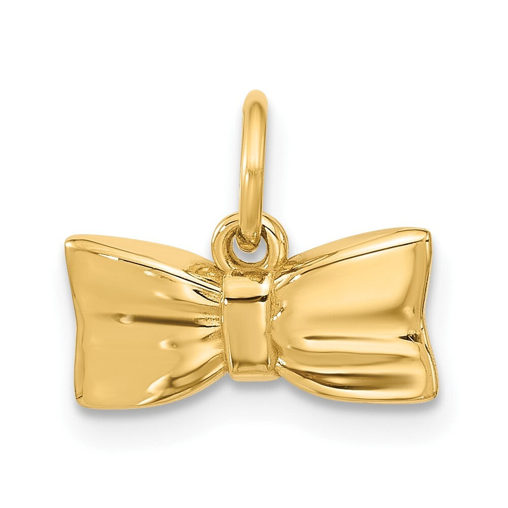 14k Yellow Gold Fancy Half Hair Bow Pendant for Women
