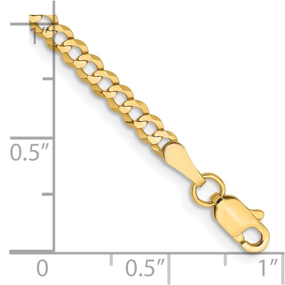 14k Yellow Gold 8 inch 3.1mm Lightweight Flat Cuban Bracelet