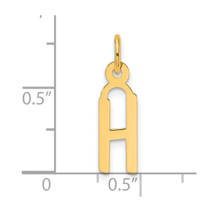 14k Yellow Gold Slanted Block Letter H Initial Charm Pendant for Women