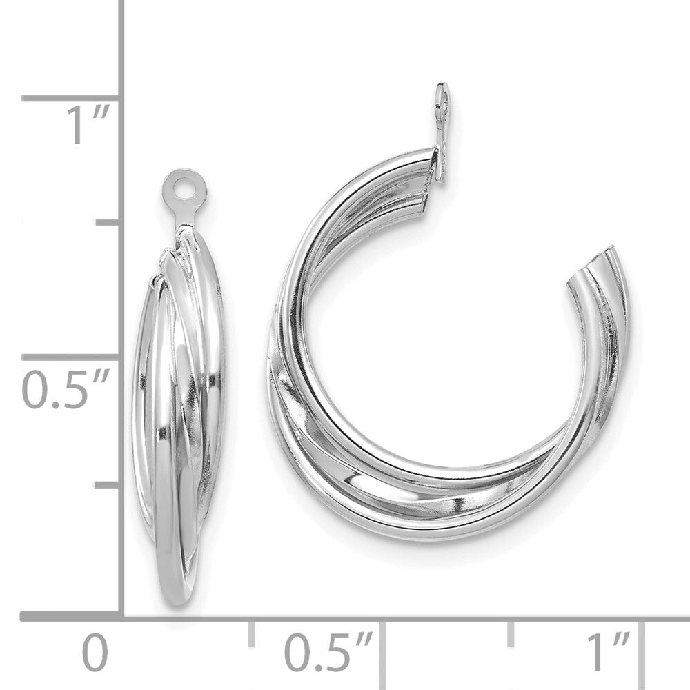 14K White Gold Polished Hoop Earring Jackets Gift for Women