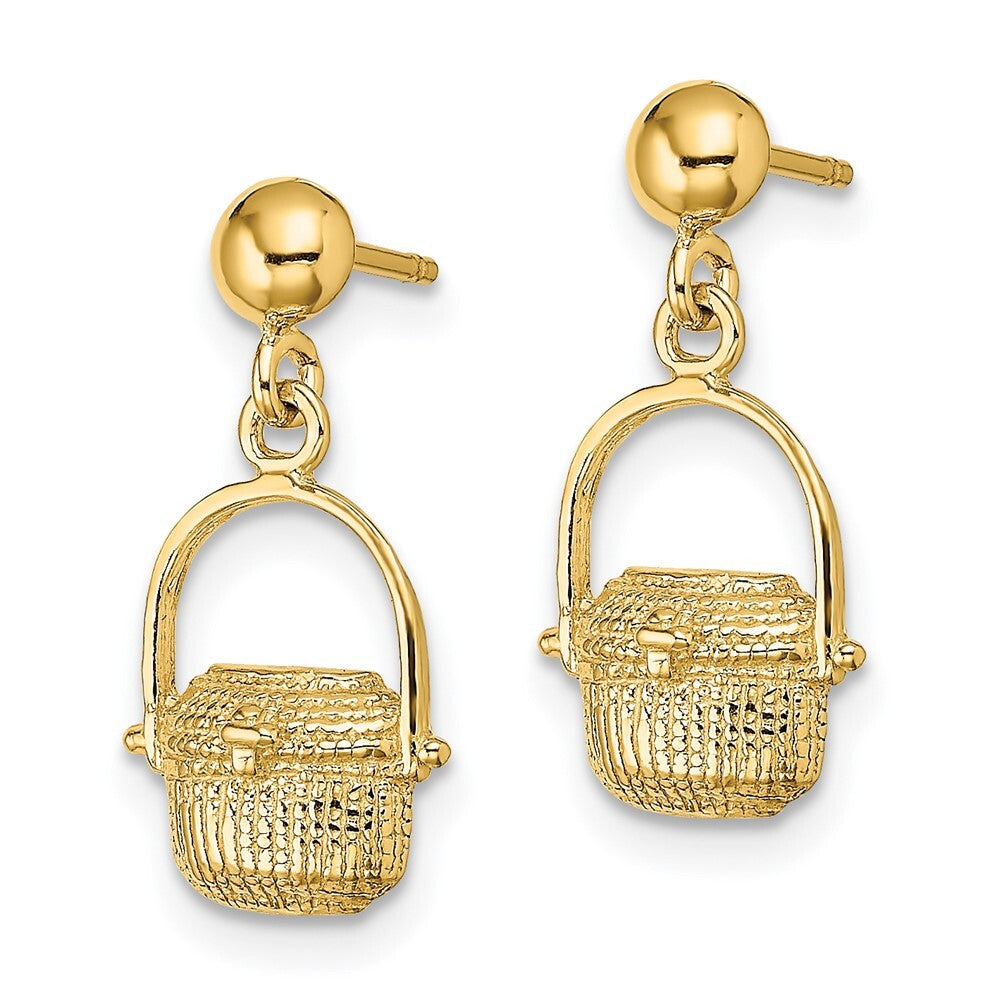 14k Yellow Gold Nantucket Basket Stud Earrings Gift for Women