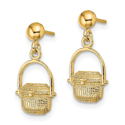 14k Yellow Gold Nantucket Basket Stud Earrings Gift for Women