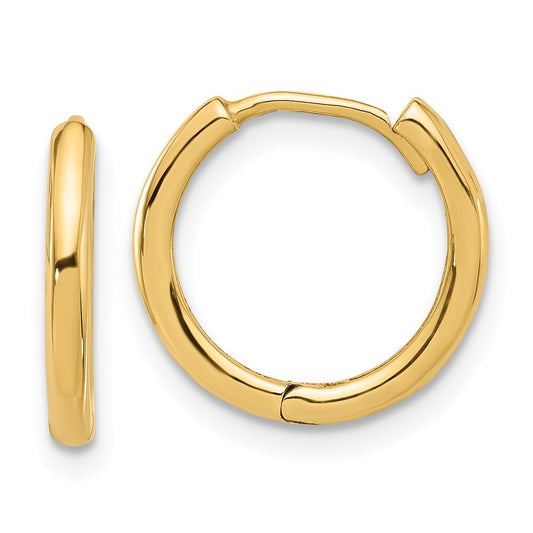 14k Yellow Gold Polished Hinged Hoop Earrings Gift for Women