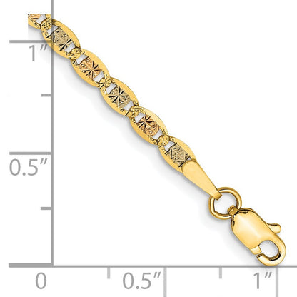 14K 8 inch 2.75mm Tri-color Valentino Bracelet